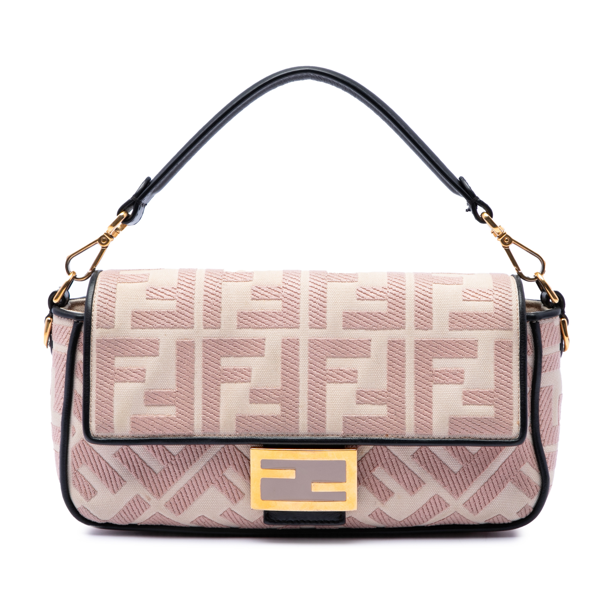 Pre-Loved Fendi Zucca Embroidered Canvas Baguette Satchel